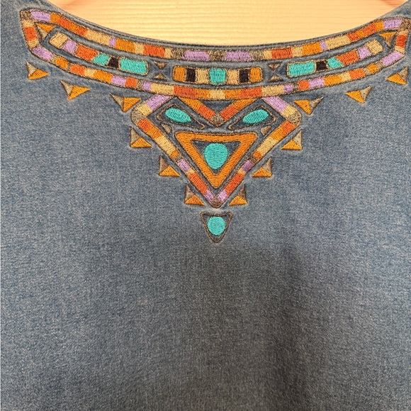 Bob Mackie Blue Jean Colorful Embroidered Jacket
Boho Vintage Aztec - Picture 4 of 6